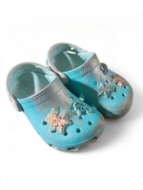 Crocs Kids C7 Blue Disney Frozen Elsa Glitter Clogs